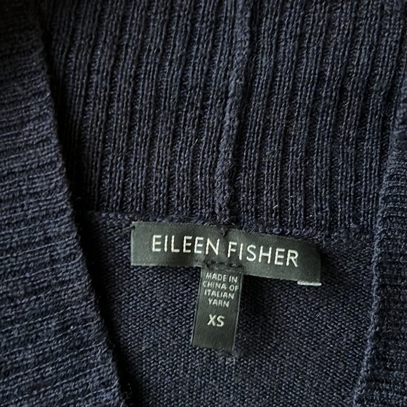 Eileen Fisher Navy Blue Open Cardigan Merino Wool - Picture 4 of 7
